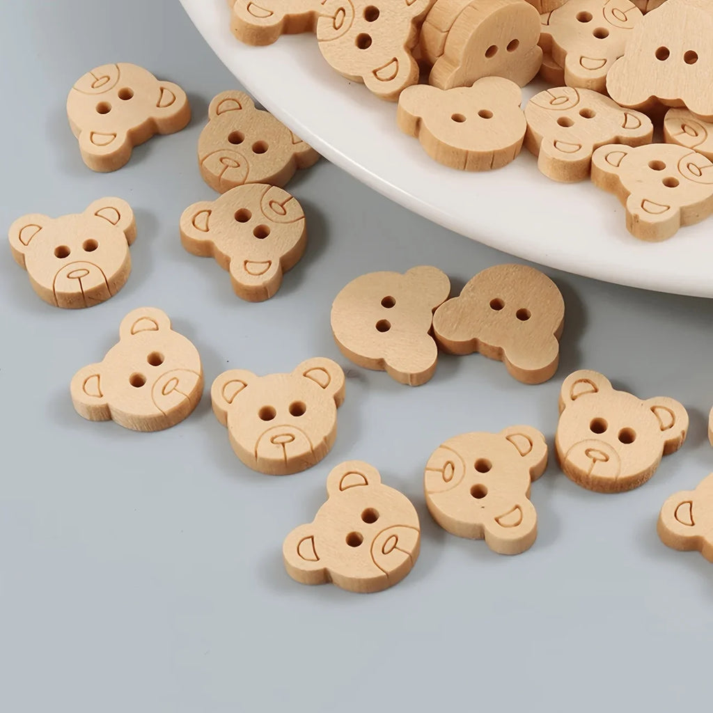 Bear Wooden Buttons 2-Hole | DIY Sewing & Scrapbooking Crafts Craft Sewing Buttons Qme