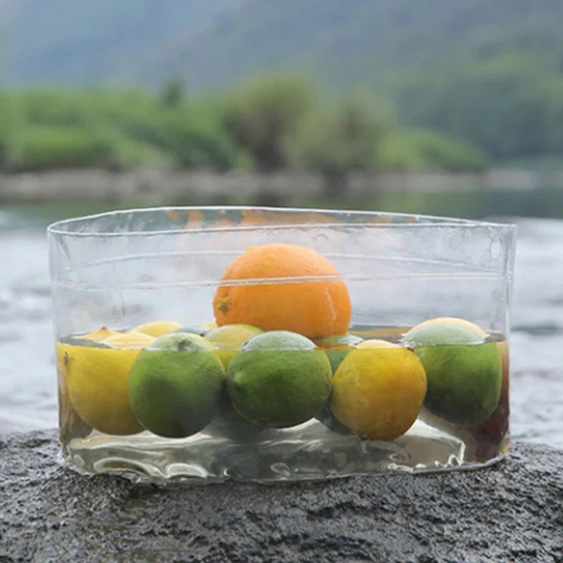 Foldable Transparent Bucket – Portable Clear Picnic Fruit Basket Foldable Outdoor Basket Qme