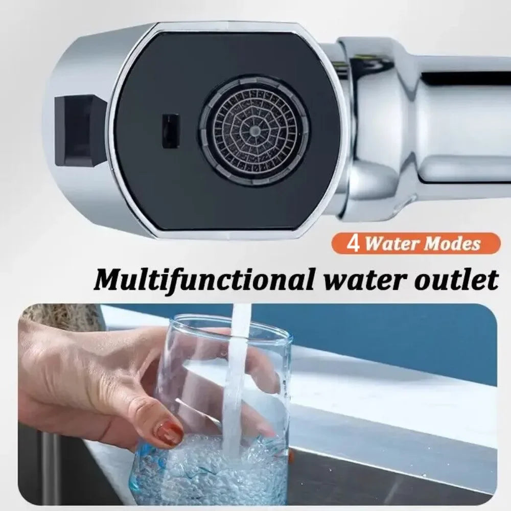 4-Mode Waterfall Faucet Aerator Extender Sprayer Kitchen Sink Faucet Aerator Sprayer Qme