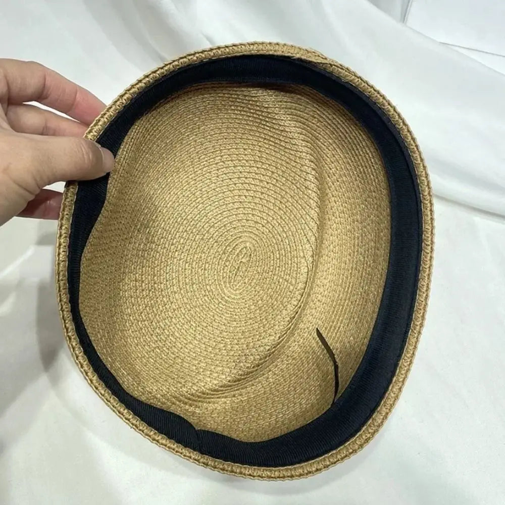 Vintage Straw Pillbox Fedora Hat – Classic Beret Style Straw Fedora Hat Qme