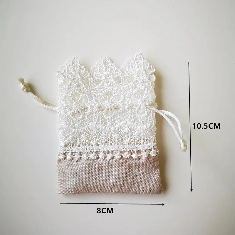 Lace Wedding Candy Bags Brocade Drawstring Embroidery 10pcs Wedding Favor Bags Qme