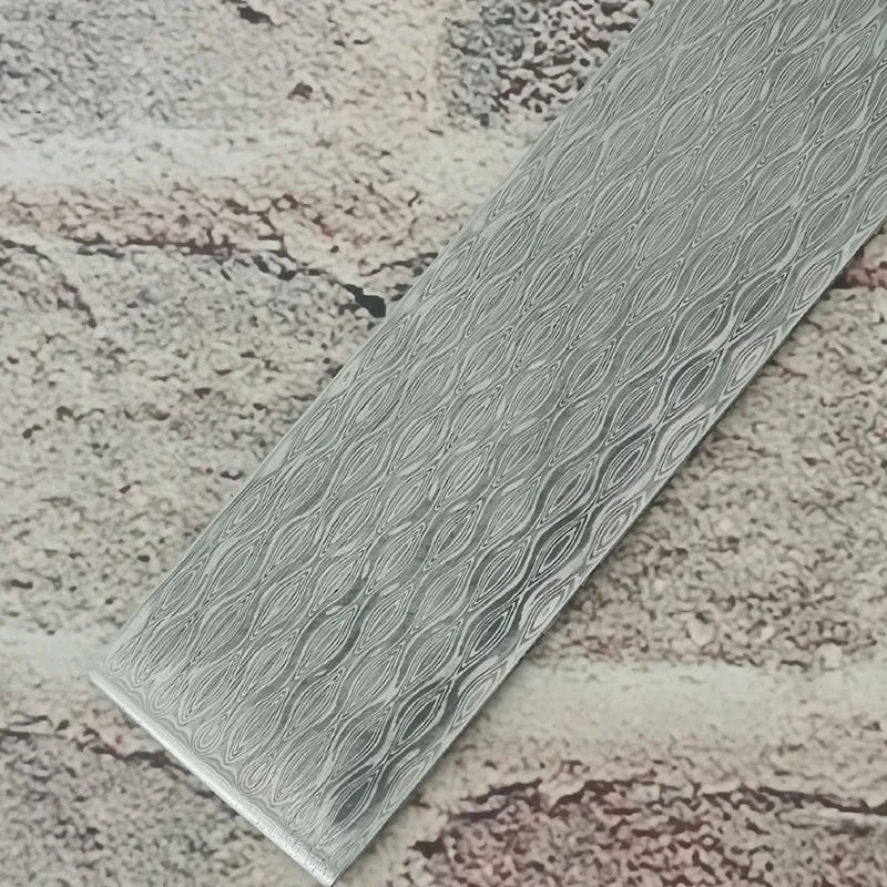 Damascus Steel Knife Blank Billet – Heat Treated DIY Bar 22x3cm Knife Making Billet Qst