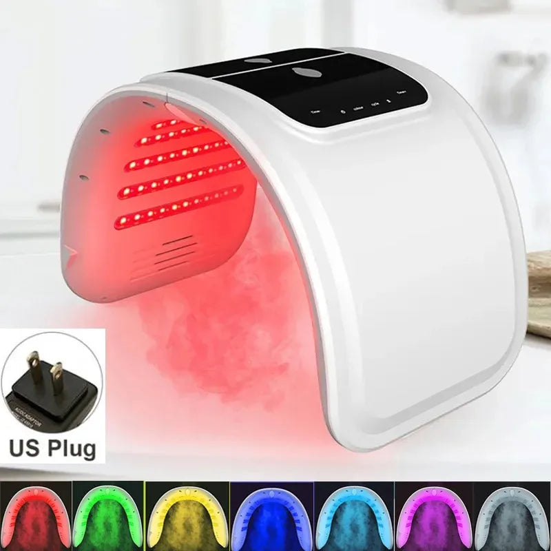 7-Color LED Face Mask PDT Skin Rejuvenation SPA Spray Device LED Skin Care Device Qst US Plug with Spray