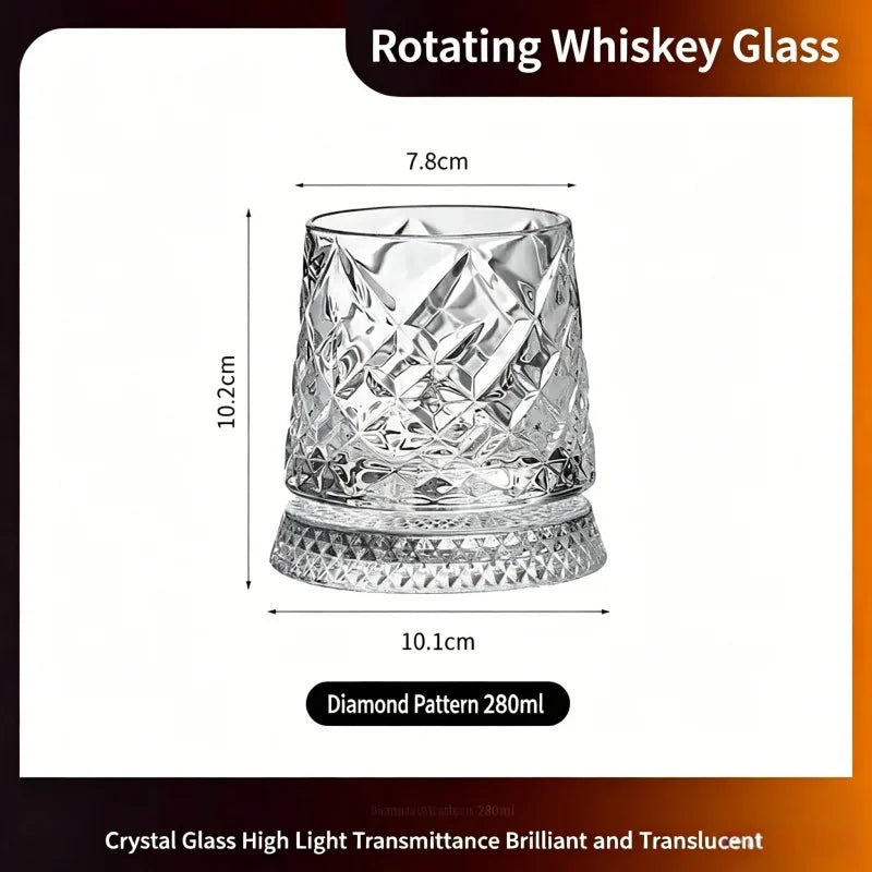 Rotating Crystal Whiskey Glass | Cocktail & Party Drinkware Crystal Whiskey Glass Qme B 260ml