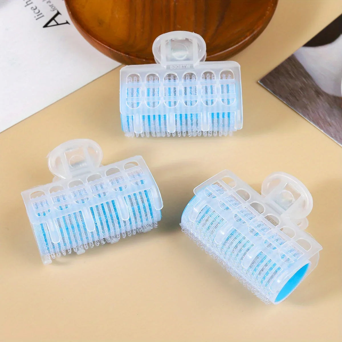 Self-Adhesive Plastic Hair Bang Rollers for Curls & Waves Hair Styling Rollers Qme Blue
