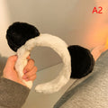Panda Ears Plush Headband – Cute Furry Hair Hoop for Women Plush Hair Headband Qst A2