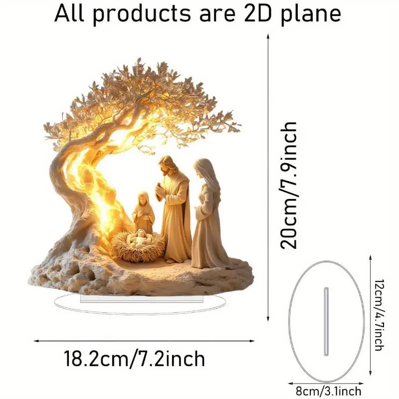 Acrylic Christmas Nativity Scene 2D Ornament & Desk Décor Christmas Ornament Qme