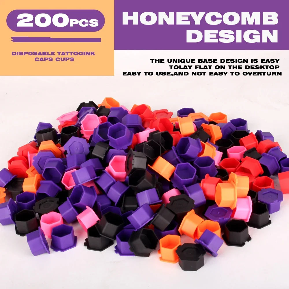 Disposable Silicone Tattoo Ink Cups – 200pc Pigment Holder Tattoo Ink Cups Qme