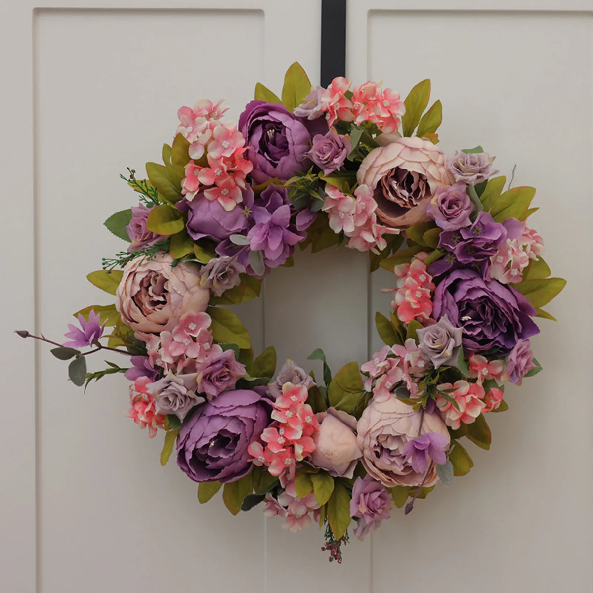 Peony Artificial Flower Round Wreath | Wedding & Holiday Decor Artificial Flower Wreath Qme