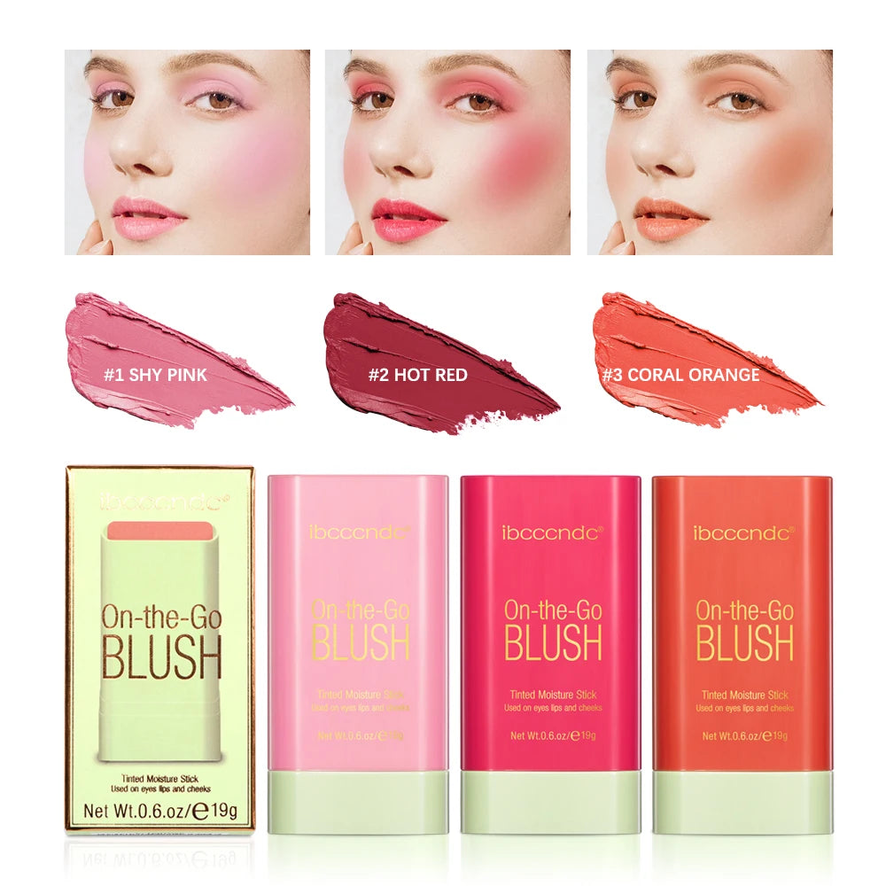ibcccndc Cream Blush Stick – Multi-Use Lips & Cheeks, 3 Shades Cream Blush Stick Qst