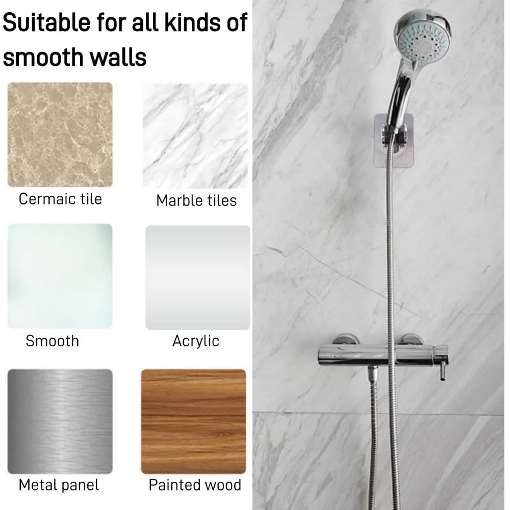 Self-Adhesive Shower Head Bracket | Adjustable Wall Mount Holder Shower Head Bracket Qme