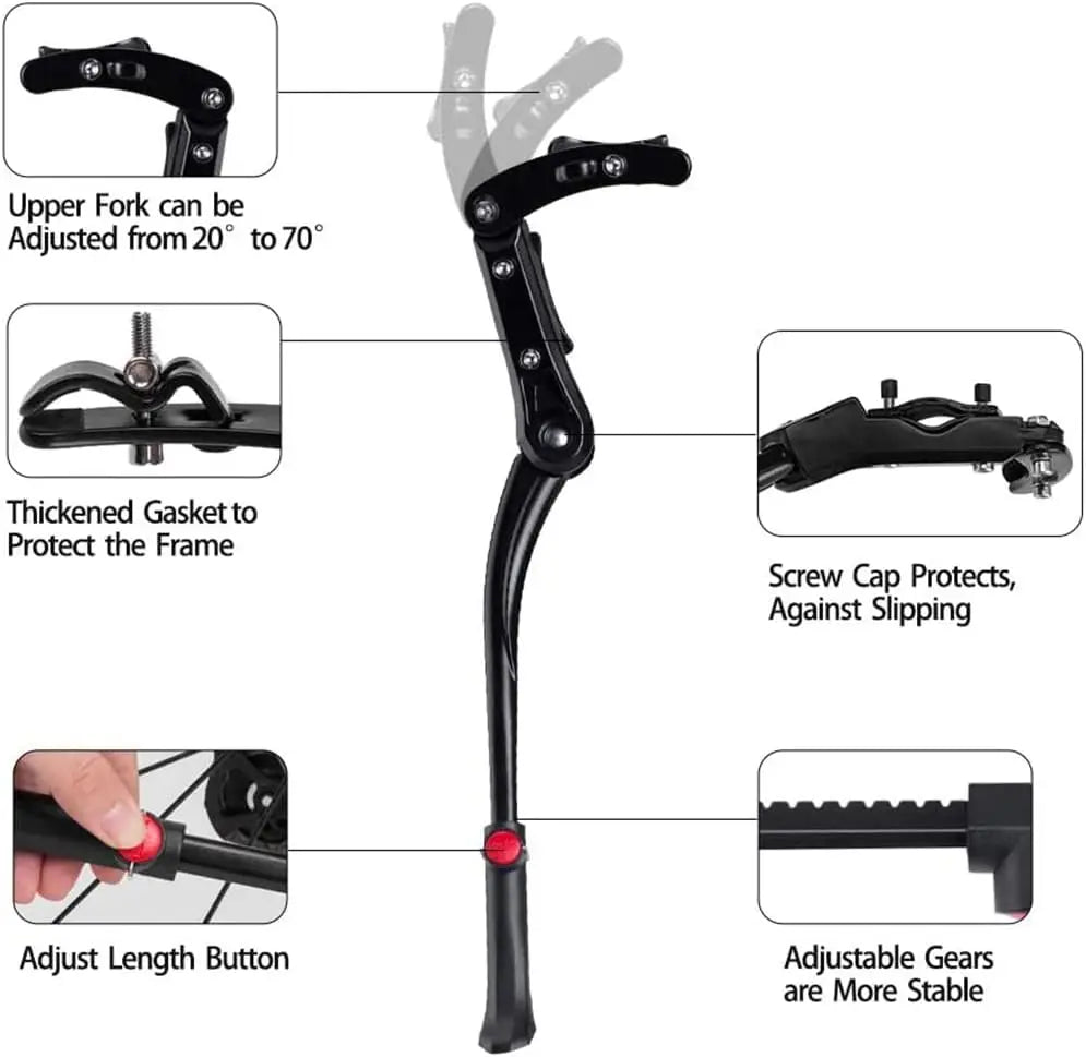 Adjustable Aluminium Rear Bike Kickstand – Universal 24"–29" Bicycle Kickstand Qme