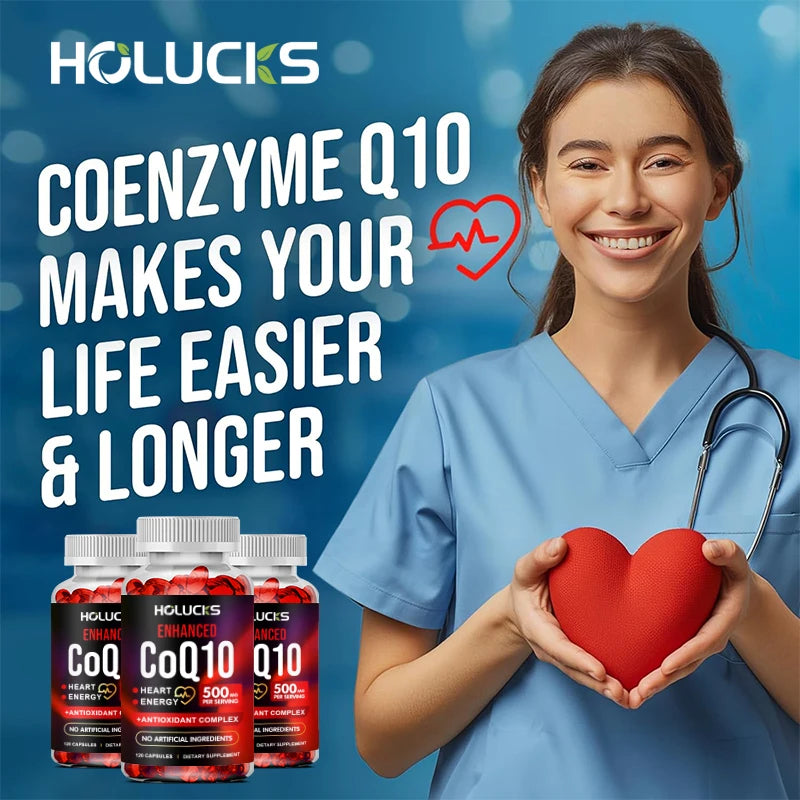 HOLUCKS CoQ10 Supplement – Energy, Antioxidant & Heart Support CoQ10 Supplement Qst