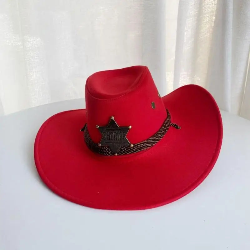 Western Cowboy Hat Wide Brim Star Rope – Coffee Brown 56-58cm Western Cowboy Hat Qst Red