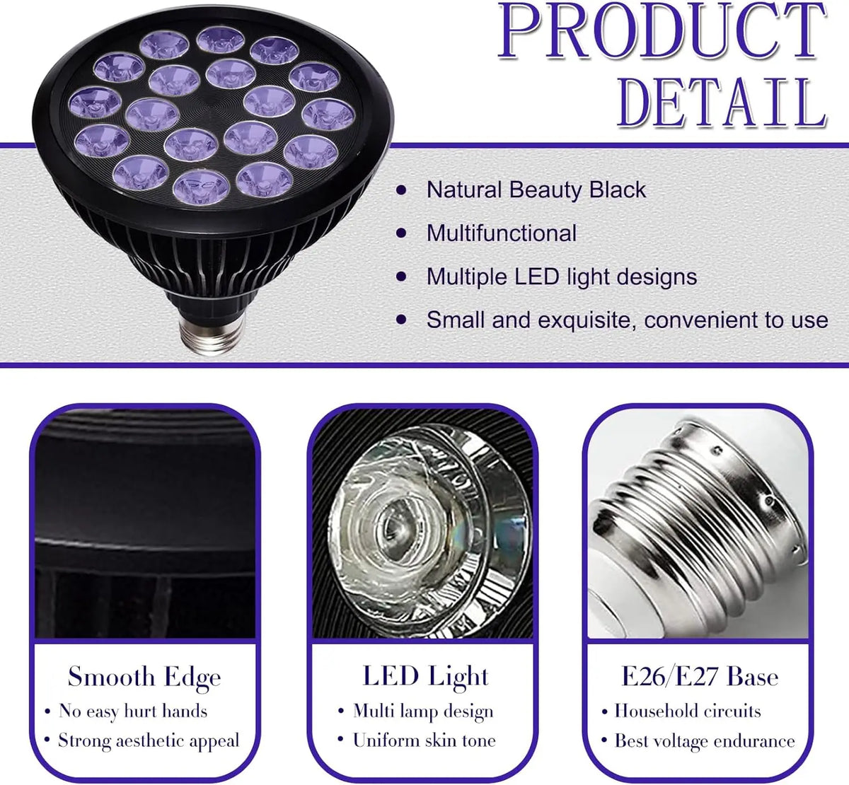 54W Purple LED Tanning Lamp 460nm – Foldable Stand & Eye Mask LED Tanning Lamp Qst