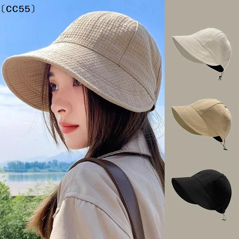 Women's Solid Bucket Hat – Wide Brim Sun Hat for Outdoors Women's Bucket Hat Qst