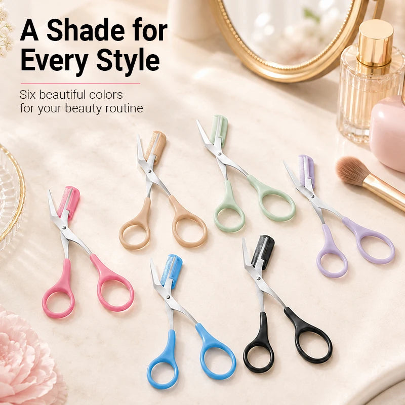 Eyebrow Scissors with Comb – Curved Precision Brow Trimmer Eyebrow Grooming Tool Qst