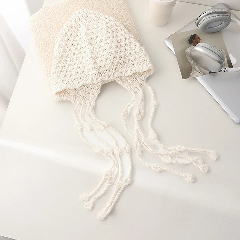 Women's Handmade Knitted Winter Hat – Crochet Ear Warmth Cap Knitted Winter Hat Qst A8