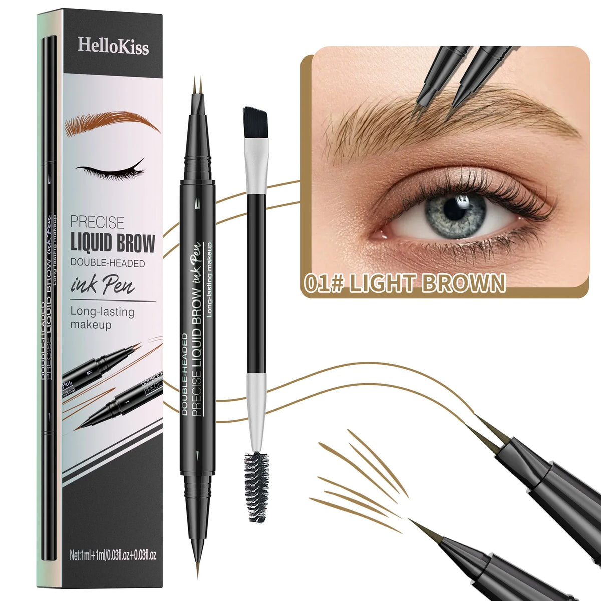 Two-Pronged Waterproof Eyebrow Pencil – Long-Lasting Brow Pen Eyebrow Brow Pen Qme 9708-1