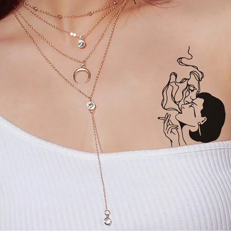 30 Black Temporary Tattoo Stickers – Small Clear Body Art Set Temporary Tattoo Stickers Qme