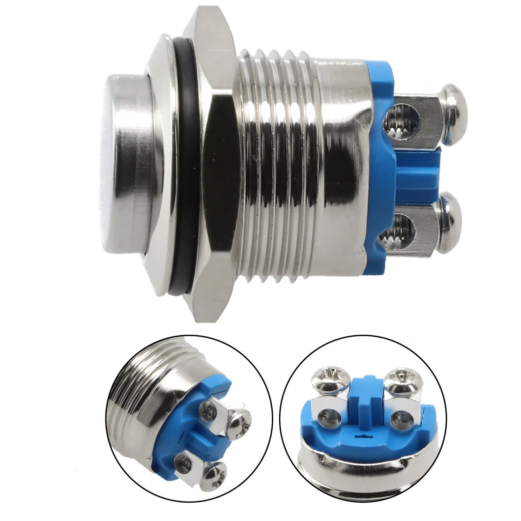 Waterproof Metal LED Push Button Switch 16mm Momentary 12V Push Button Switch Qme
