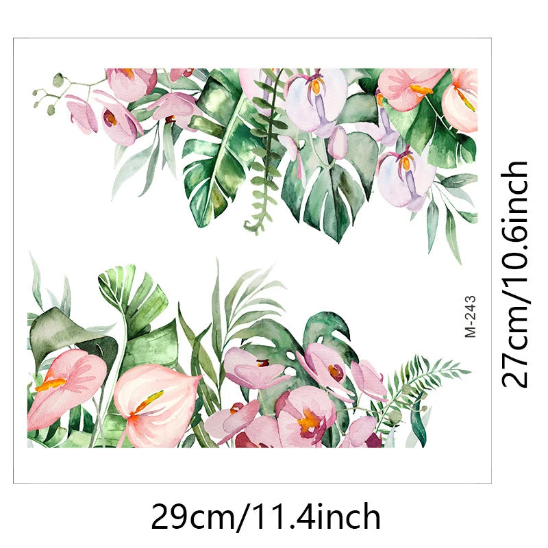 Tropical Green Leaf Wall Sticker – Waterproof Bathroom Decor Wall Decal Sticker Qst