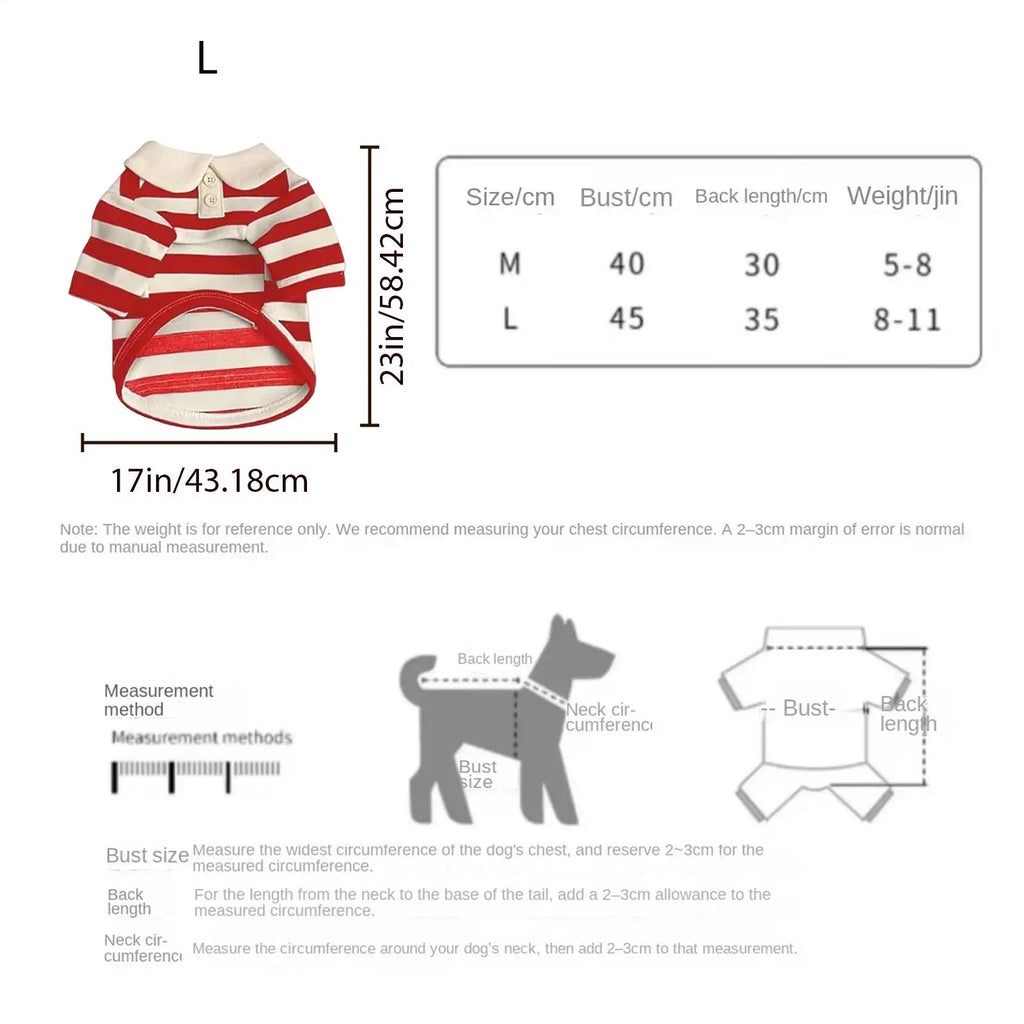 Small Dog Striped T-Shirt | Breathable Collared Pet Outfit Dog Apparel Qme