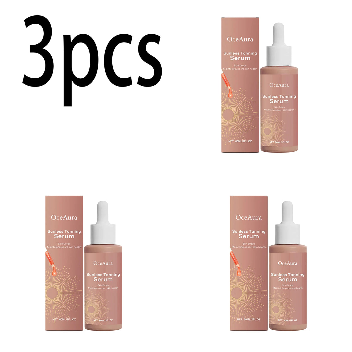OceAura Self Tanner Serum – Sunless Bronzing Drops Face & Body Self Tanning Serum Qst 180ml boxed