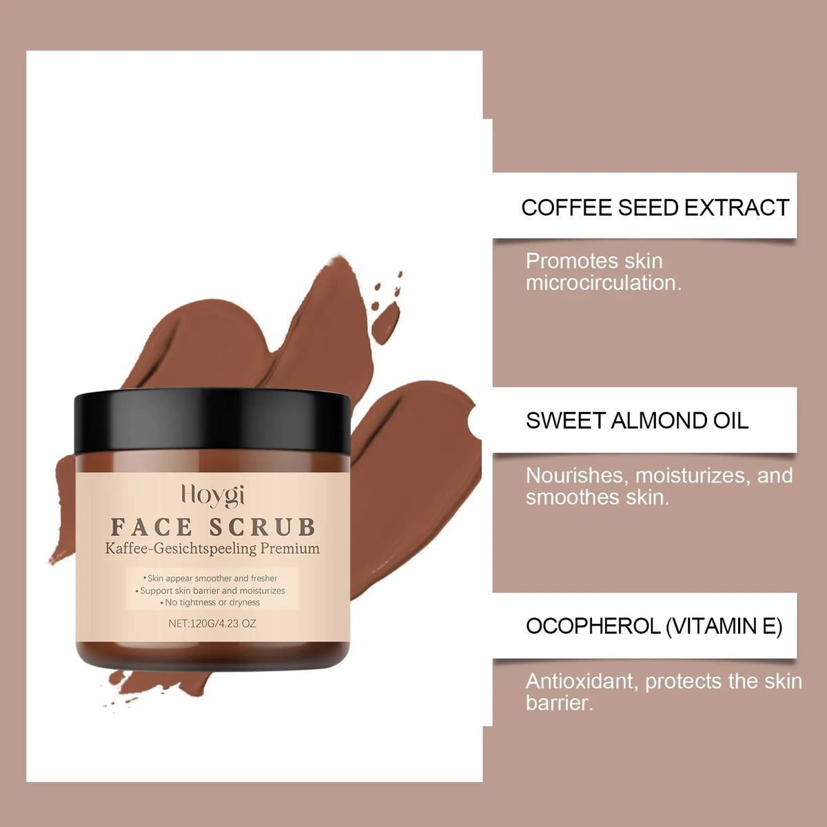 Vanilla Coffee Facial Scrub – Deep Cleansing & Oil Control Facial Exfoliating Scrub Qme