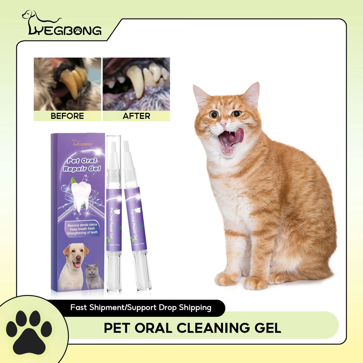 Pet Oral Gel – Dog & Cat Tartar Remover, Teeth Whitener Pet Dental Gel Qme