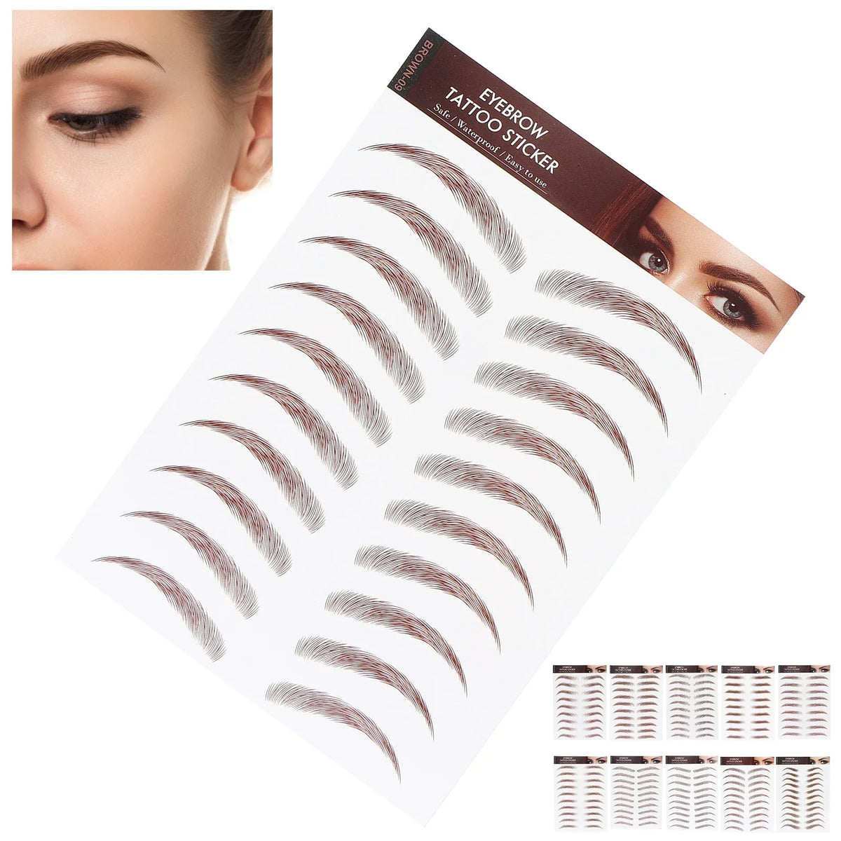 Waterproof Eyebrow Tattoo Transfer Stickers – 10 Colors Eyebrow Transfer Sticker Qme
