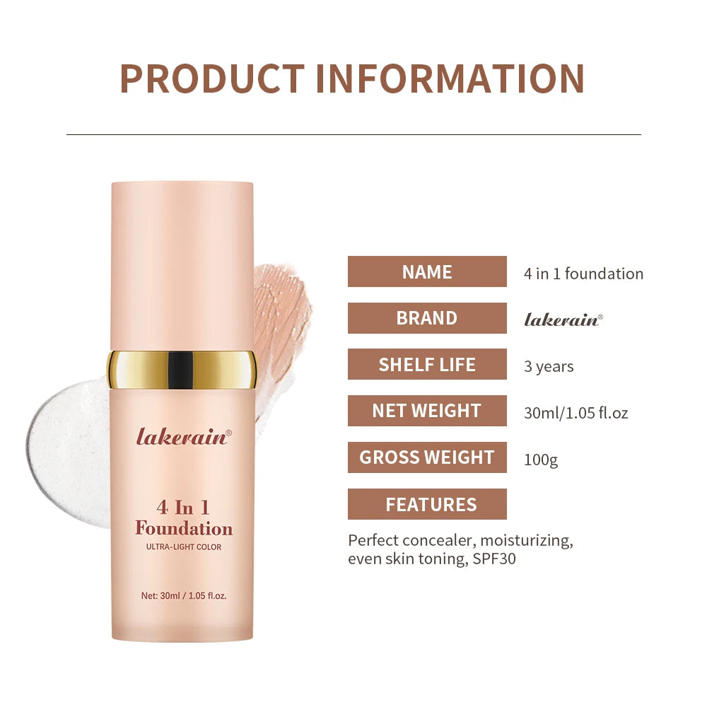 4-in-1 Color Changing Foundation SPF 30 – Hydrating & Waterproof Liquid Foundation Qst
