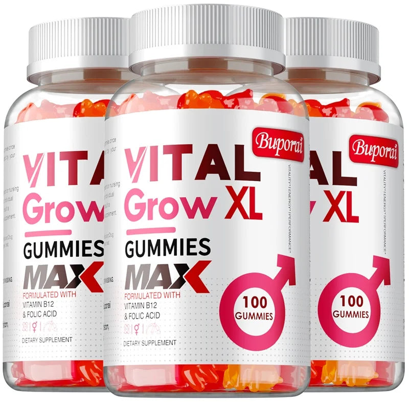 Vital Grow XL Male Gummies – Energy & Endurance Support Men's Wellness Gummies Qst 100 Gummies-3bottles