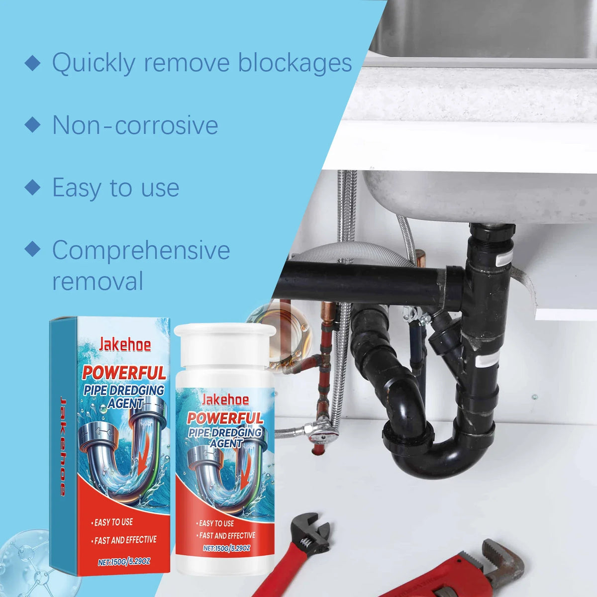Powerful Pipe Dredging Agent – Drain Unblocking Cleaner | Qme Drain Unblocking Cleaner Qme