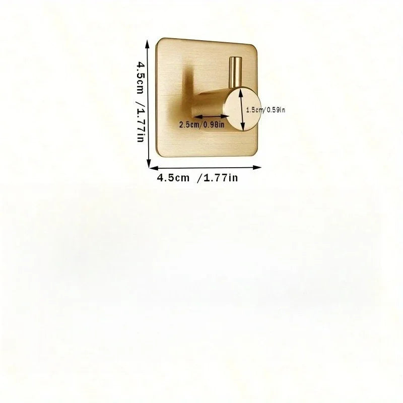 Golden No-Drill Wall Hook for Towels & Coats | Metal Wall Hook Qme
