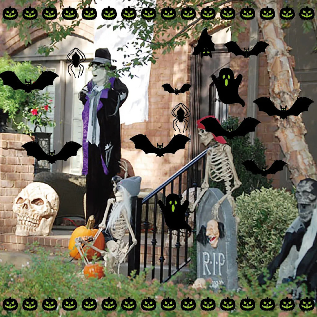 Glowing Eye Bat & Spider Halloween Hanging Decoration Halloween Ornament Qme