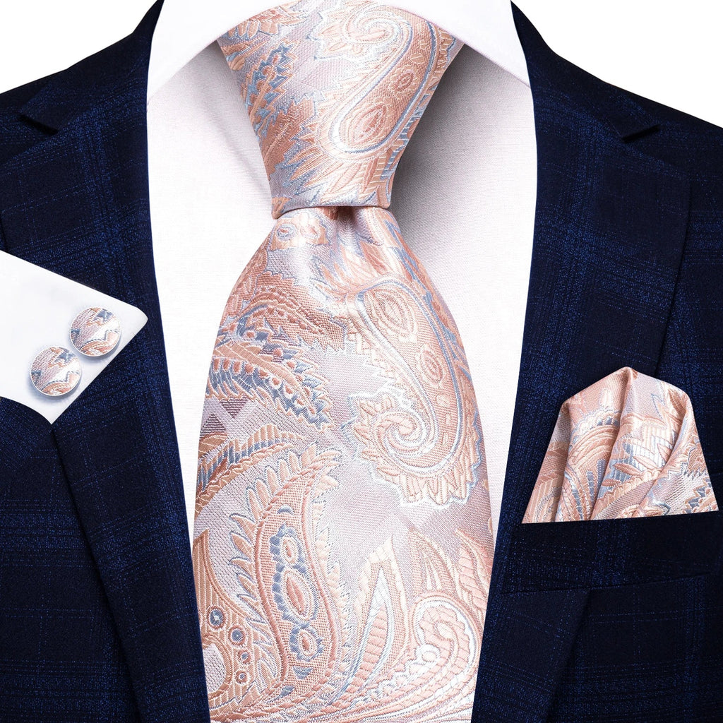 Hi-Tie Paisley Jacquard Tie Handkerchief & Cufflink Gift Set Necktie Gift Set Qme