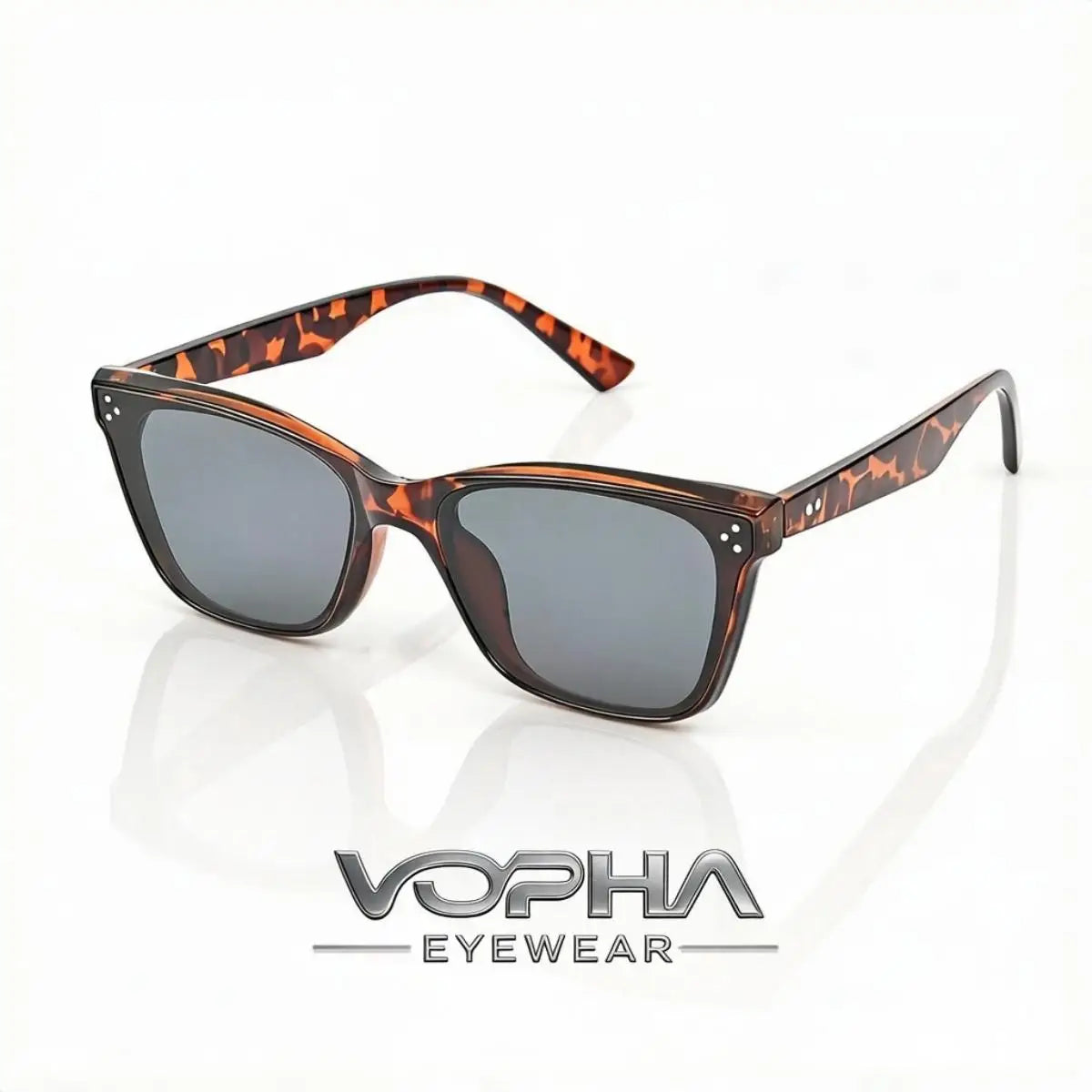 VOPHA S10 Vintage Polygon UV400 Sunglasses – Unisex Big Frame Fashion Sunglasses Qst Tortoise gray