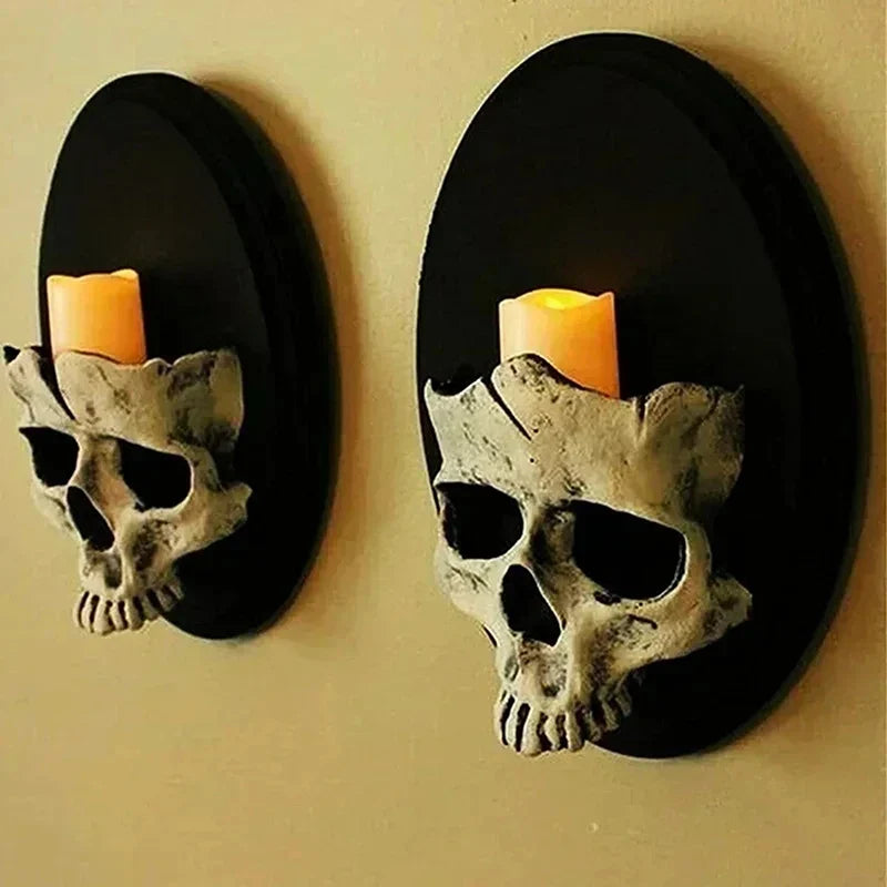 Skeleton Candlestick Resin Gothic Home Decor Ornament Resin Candle Holder Qme