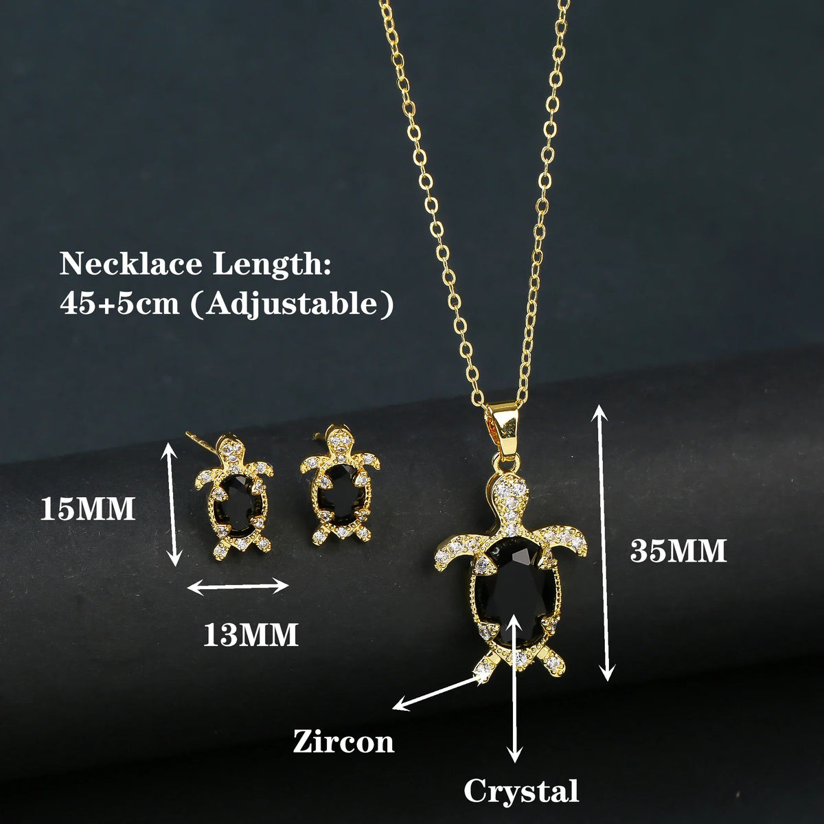 Sea Turtle Crystal Necklace & Earrings Set for Women Crystal Jewelry Set Qme