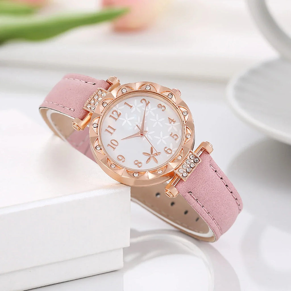 Starfish Quartz Watch & Hollow Heart Bracelet Set | Compact Fashion Watch Set Qme