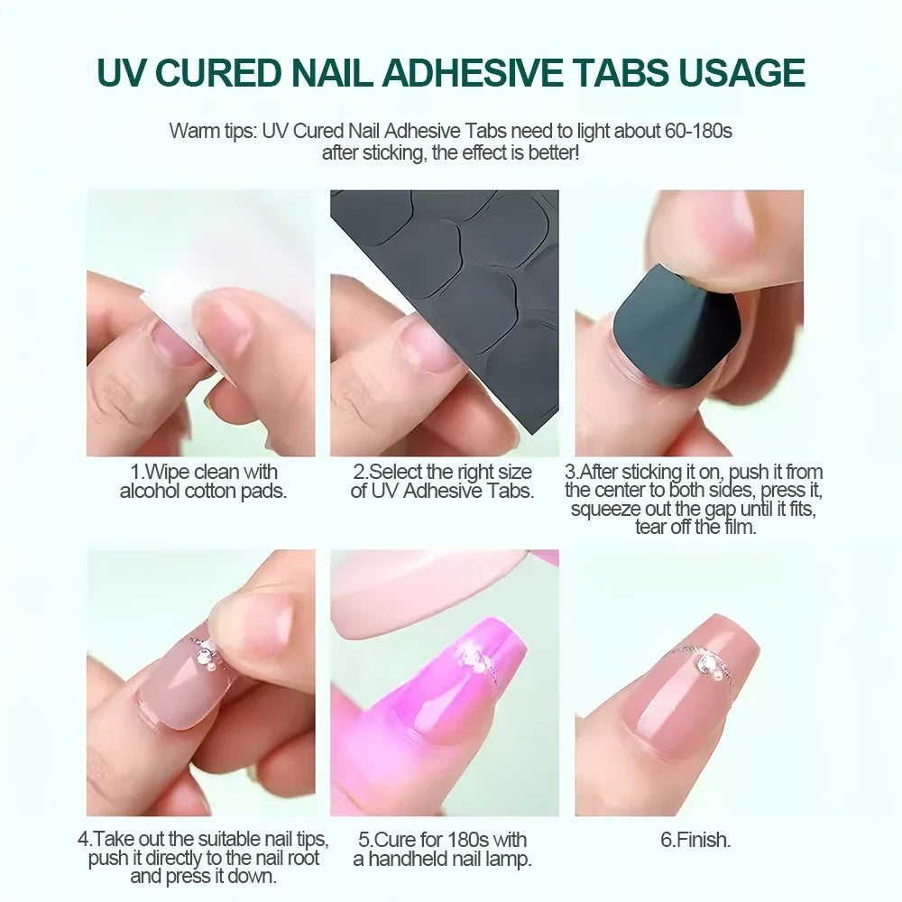 Nailpop UV Cured Nail Adhesive Tabs – Breathable Double-Sided Nail Adhesive Tabs Qme