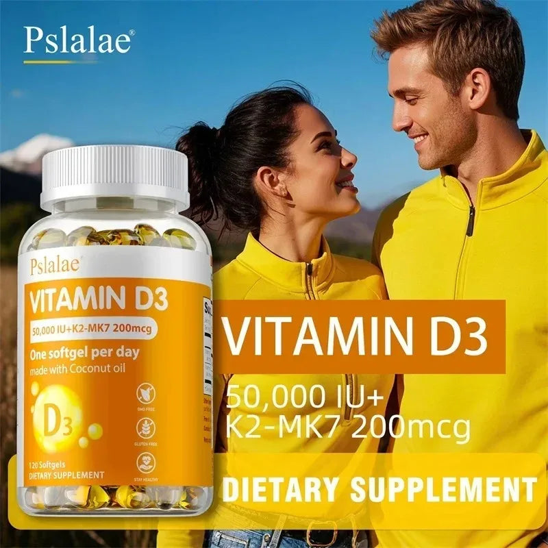 Pslalae Vitamin D3+K2 Softgels – Bone & Heart Support Vitamin Supplement Qst