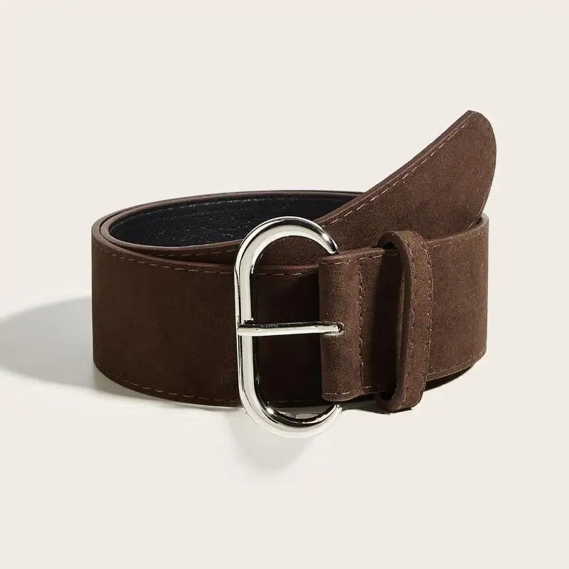 Women's Wide Faux Leather Belt – Vintage Y2K Pin Buckle Wide Fashion Belt Qst A3