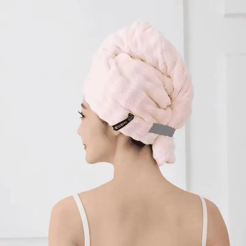 Super Absorbent Quick-Dry Hair Cap – Thickened Towel Wrap Hair Drying Cap Qst Pink