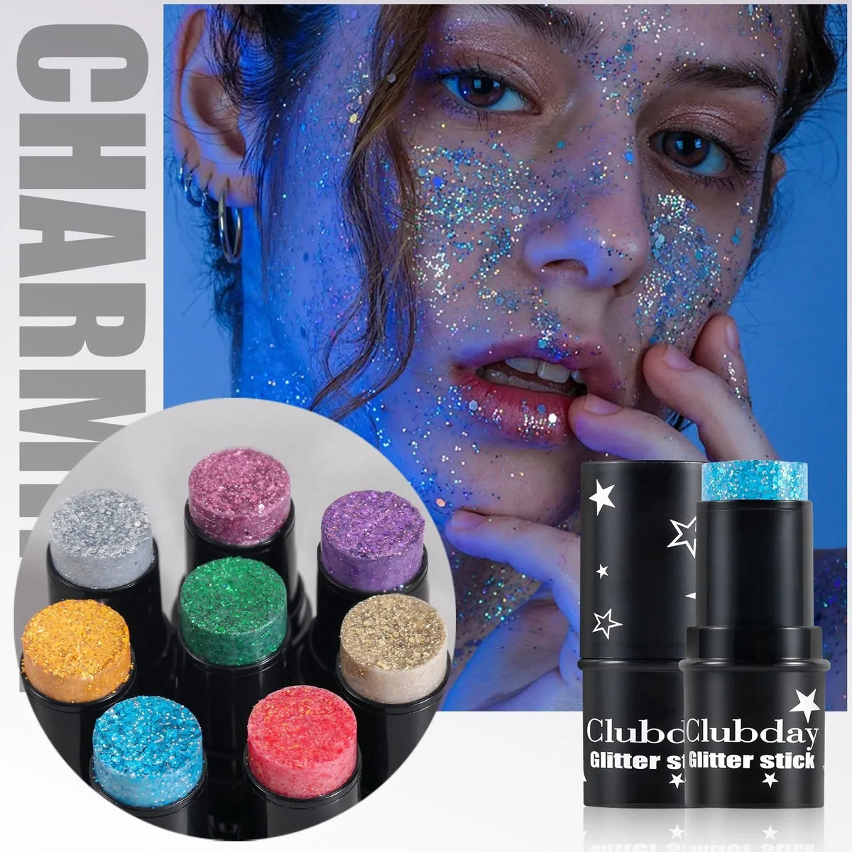 Glitter Sequin Stick – Face, Lip, Hair & Body Makeup | 8 Colors Glitter Makeup Stick Qme
