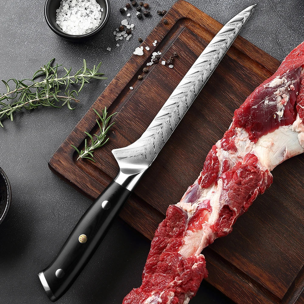 XITUO 67-Layer Damascus Boning & Fillet Knife – Curved Blade Boning Fillet Knife Qst