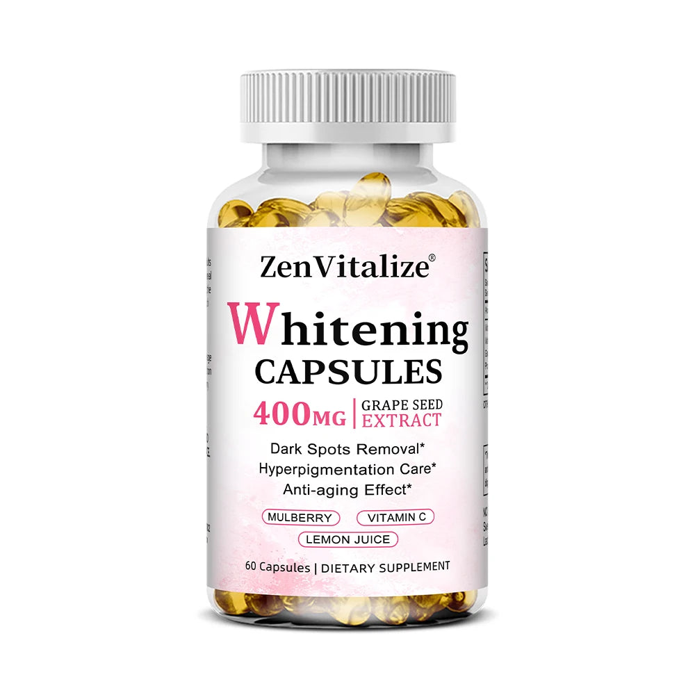 Whitening Capsules – Vitamin C, E & Grape Seed Extract | Bcuelov Whitening Supplement Qst 60 count-1 bottle