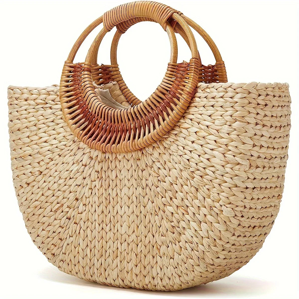 Circular Rattan Bag Handles – DIY Wicker Woven Accessories 2 Pcs Bag Handles Qme