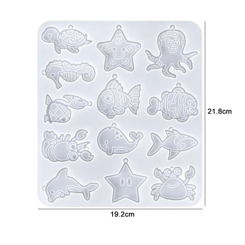 Ocean Series Fish & Seashell Silicone Resin Mold for Earrings Silicone Resin Mold Qme 2